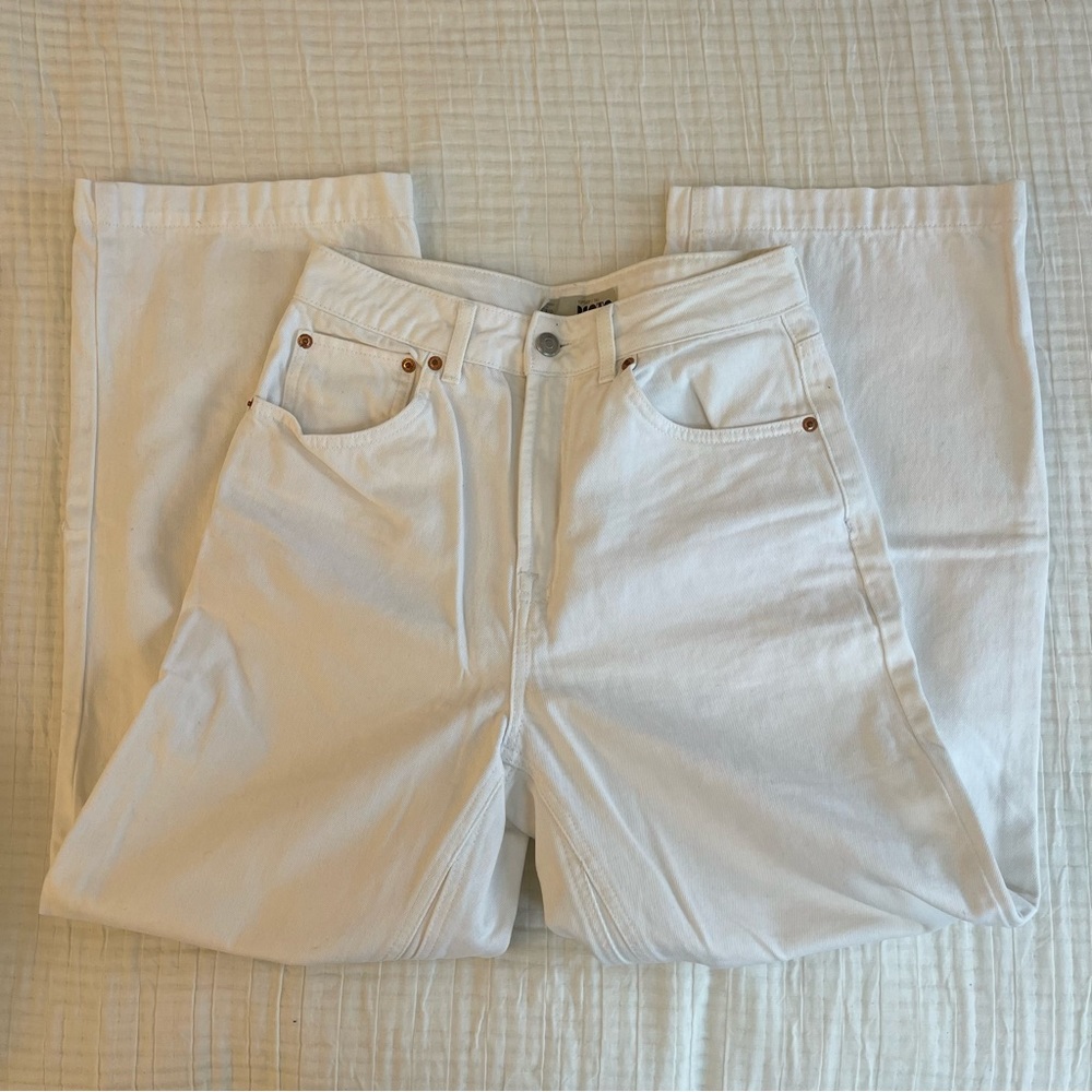 Topshop white cropped wide leg jeans